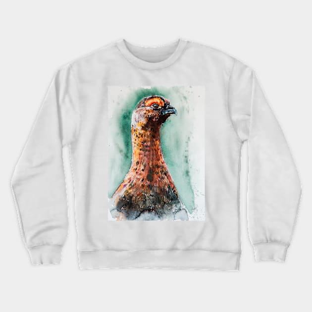 Red grouse Crewneck Sweatshirt by kovacsannabrigi